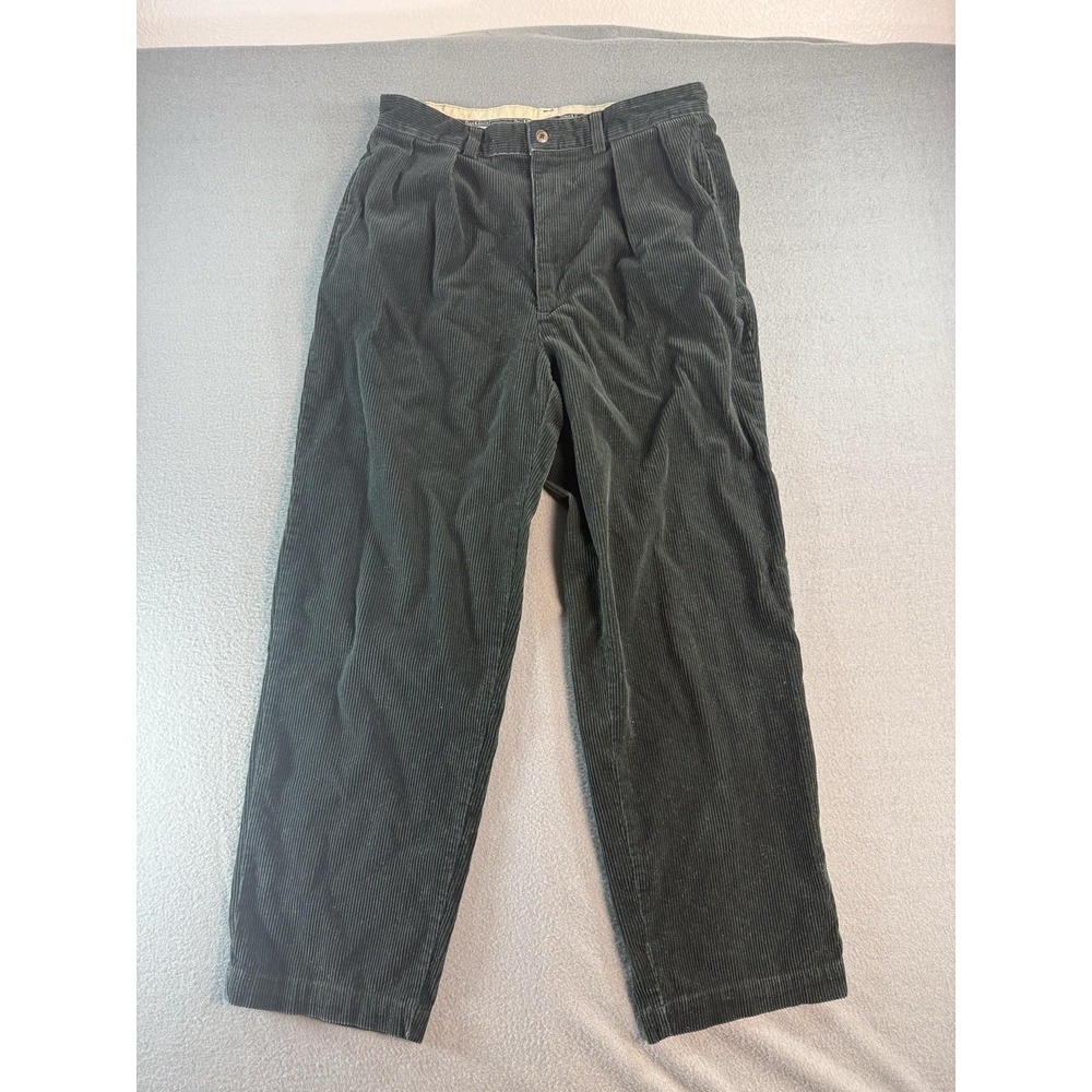 VTG Polo Ralph Lauren Pants Mens 32x30 Green Classic Fit Corduroy Pleated Dress